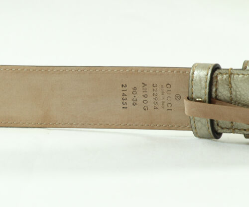 NEW/AUTHENTIC GUCCI 322954 Bamboo Buckle Leather Belt, Golden Beige 90-36