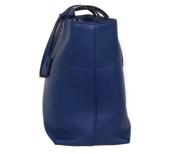 NEW PRADA Vitello Phenix Leather Shopping Tote Handbag, Blue