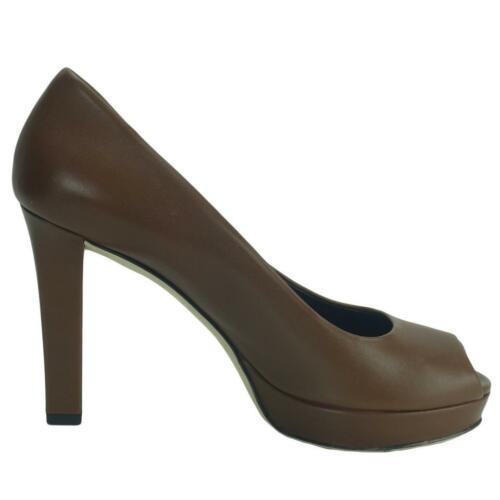 NEW/AUTHENTIC GUCCI 338712 Leather High Heel Platform Pumps, Brown 38/8 US