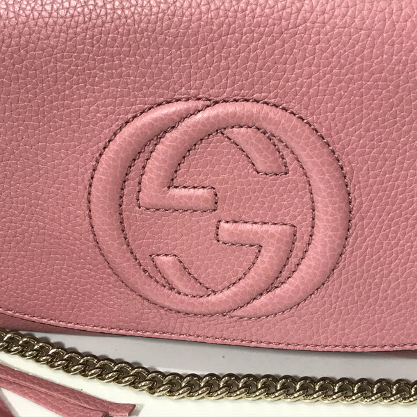 NEW GUCCI 536224 Soho Leather Crossbody Bag, Pink