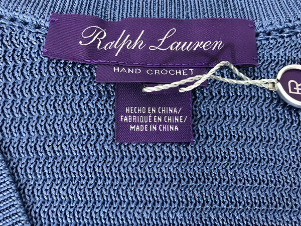 $1090 NWT RALPH LAUREN Purple Label Sleeveless Crochet Tunic Top, Sz S