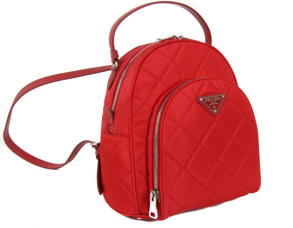 NEW PRADA Zaino Quilted Nylon Backpack Bag, Red