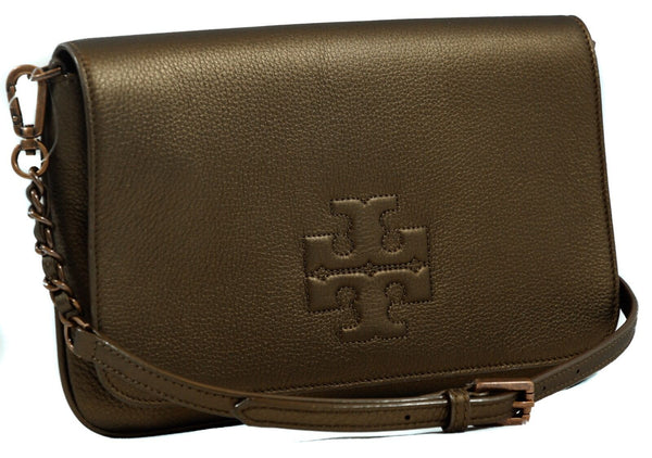 NWT TORY BURCH Thea Foldover Crossbody Clutch Bag, Bronze