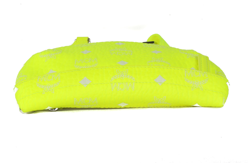 New MCM $475 Neon Yellow Visetos Canvas Waist Belt Bag Crossbody Purse  Fanny bag