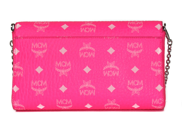 NEW MCM Visetos Coated Canvas Millie Crossbody Bag, Neon Pink