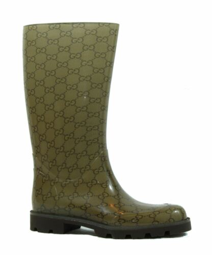 NEW/AUTHENTIC GUCCI 248516 Women's GG Guccissima Edimburg Rainboots, 35G/5US