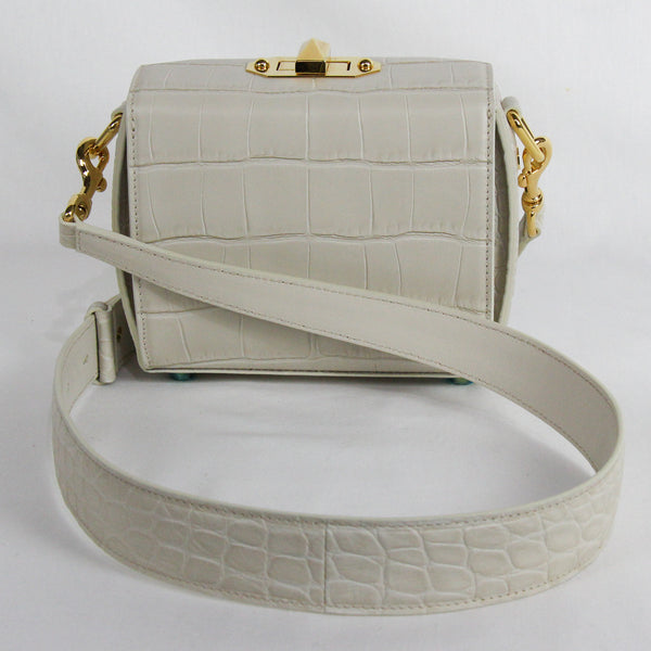 NEW ALEXANDER MCQUEEN Box 16 Silky Croc Embossed Convertible Crossbody Bag