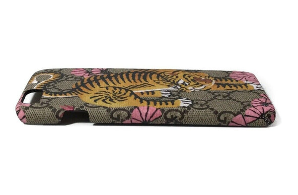 NEW/AUTHENTIC GUCCI 452365 GG Supreme Bengal iPhone 6 Plus Phone Cover, Pink