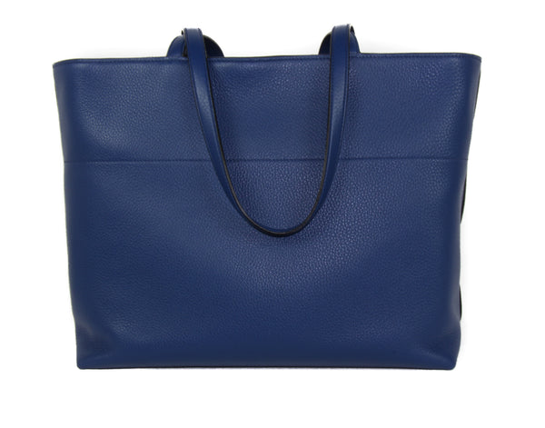NEW PRADA Vitello Phenix Leather Shopping Tote Handbag, Blue