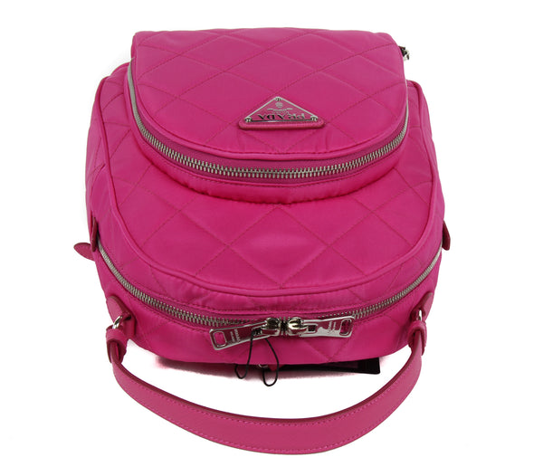 NEW PRADA Zaino Quilted Nylon Backpack Bag, Fuxia