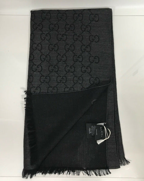 NEW/AUTH GUCCI 165904 GG Guccissima Scarf Muffler, Anthracite