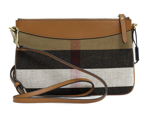 NEW BURBERRY Penhurst Canvas Check Peyton Wristlet Crossbody Bag