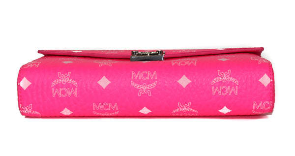 NEW MCM Visetos Coated Canvas Millie Crossbody Bag, Neon Pink