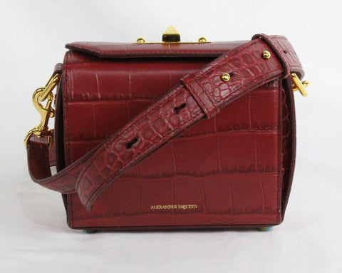 NEW ALEXANDER MCQUEEN Box 16 Silky Croc Embossed Convertible Crossbody Bag