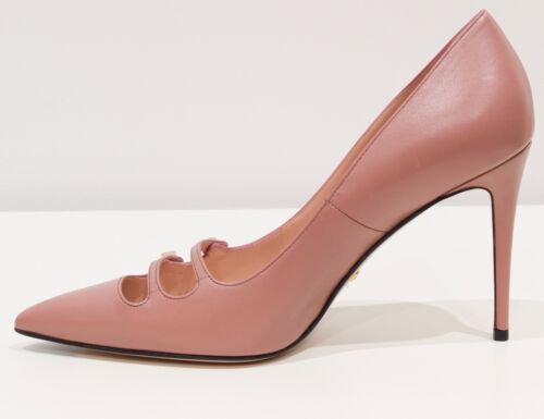 NEW/AUTHENTIC GUCCI 408247 Leather Stiletto Pumps, Pink Sz 40/10 US