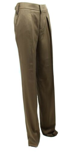 NEW/AUTH $1250 GUCCI 336204 100% Silk Pleated Wide Dress Pant, Brown Size 40US 4