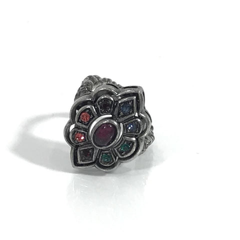 NEW GUCCI 404792 Ring Flower Swarovski Crystals Adjustable size Ring, Sz. 7US