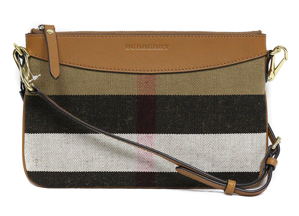 NEW BURBERRY Penhurst Canvas Check Peyton Wristlet Crossbody Bag