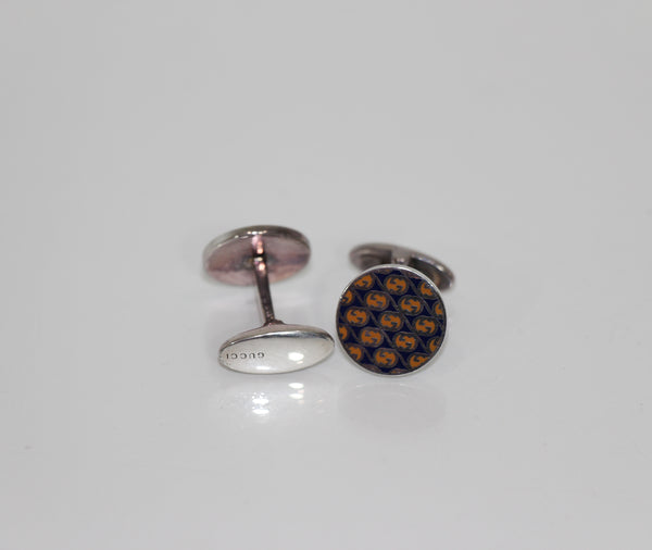 NEW/AUTHENTIC GUCCI 298822 Sterling Silver Interlocking G Cufflinks