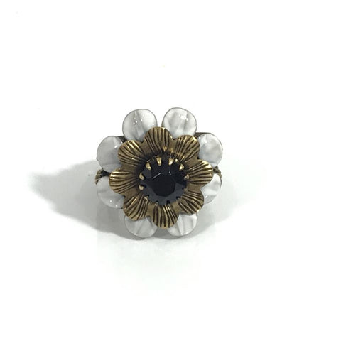 NEW GUCCI 489895 Flower Crystal Ring, Sz. 6.5US/M