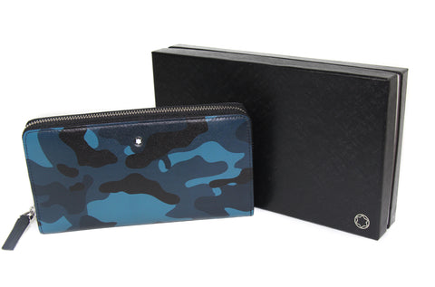 NEW MONTBLANC Sartorial Leather Camouflage Wallet, Blue