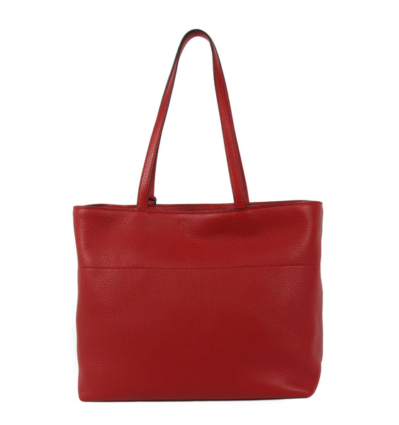 NEW PRADA Vitello Phenix Leather Shopping Tote Handbag, Red