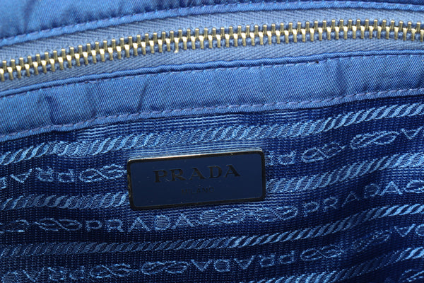 NEW PRADA Quilted Nylon Tote Crossbody Bag, Blue