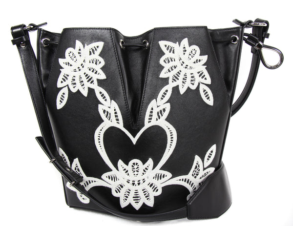 NEW ALEXANDER MCQUEEN Nicole Embroidered Leather Expandable Crossbody Bag