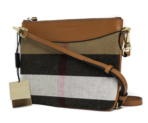 NEW BURBERRY Penhurst Canvas Check Peyton Wristlet Crossbody Bag