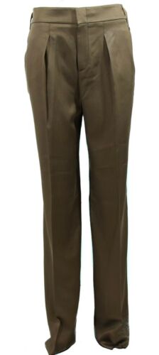 NEW/AUTH $1250 GUCCI 336204 100% Silk Pleated Wide Dress Pant, Brown Size 40US 4