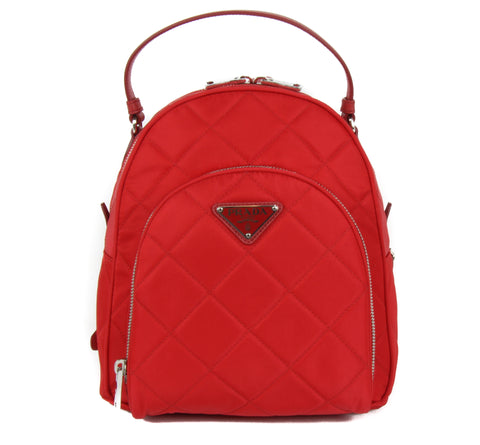 NEW PRADA Zaino Quilted Nylon Backpack Bag, Red