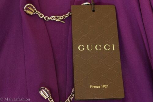 NEW/AUTHENTIC $1395 GUCCI 362040 Silk Long Sleeve Dress, Violet Sz 6 US 42G