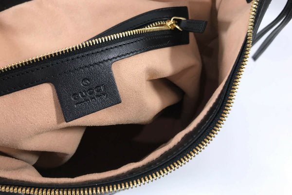 NEW/AUTHENTIC GUCCI 453562 Apollo Embossed GG Leather Hobo Handbag, Black