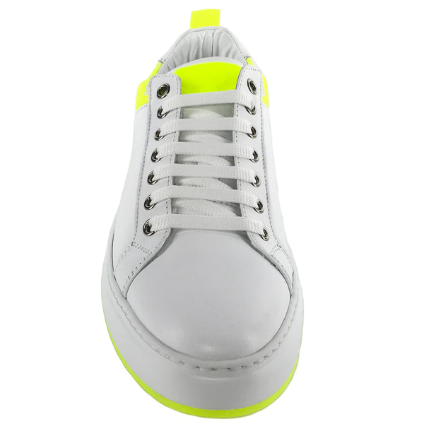 NEW MCM Logo Low Top Leather and Visetos Sneakers White/Yellow