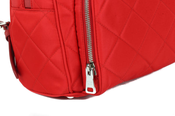 NEW PRADA Zaino Quilted Nylon Backpack Bag, Red