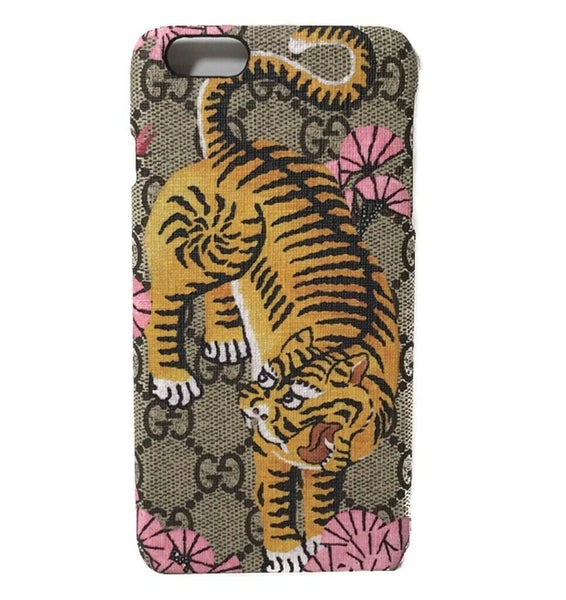 NEW/AUTHENTIC GUCCI 452365 GG Supreme Bengal iPhone 6 Plus Phone Cover, Pink