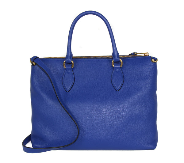 NEW PRADA Vitello Phenix Leather Crossbody Handbag, Blue