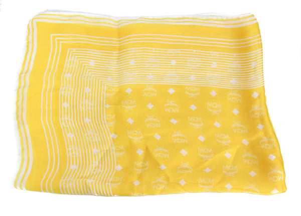 NEW MCM Monogram Jacquard Visetos Scarf, Yellow